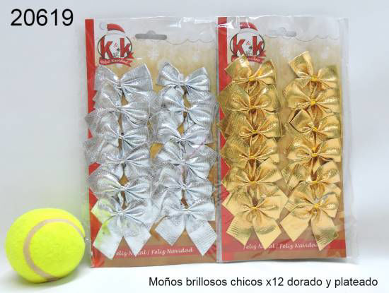 Imagen de MOÑOS BRILLOSOS CHICOS X12 PLATEADO/DORADO 10.25